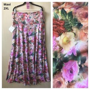 LuLaRoe Maxi 2XL Skirt Flowers Floral Pink